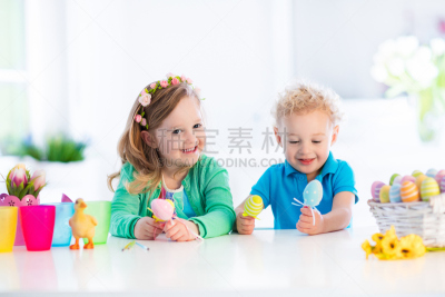 鸡蛋,儿童,捕猎行为,复活节彩蛋,色彩鲜艳,传统,篮子,姐妹,事件,复活节