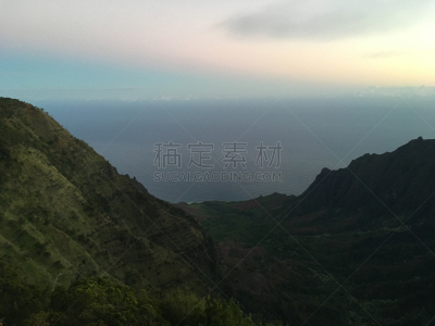 夏威夷,卡拉劳山谷,外米亚峡谷,黎明,岛,考艾岛,太平洋岛屿,图像,太平洋,卡拉劳海滩