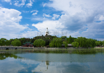 北海公园,白塔,白塔寺,北海湖,北海市,水,古典风格,天空,留白,灵性
