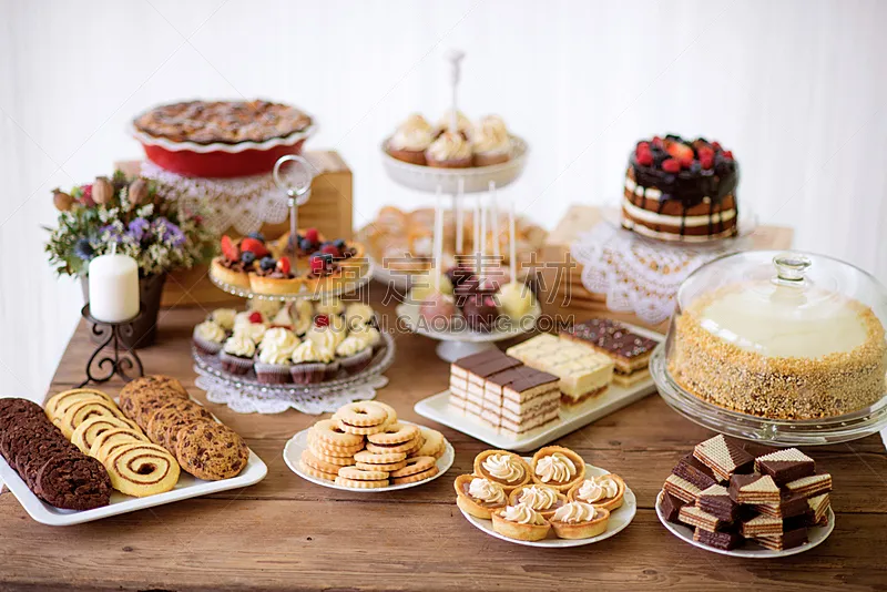 蛋糕,纸杯蛋糕,饼干,桌子,蛋塔,多样,褐色,灵感,水平画幅,无人
