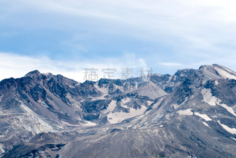 圣海伦火山,纪念碑,天空,美,水平画幅,银色,雪,偏远的,云景,特写