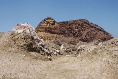 怀特岛,贫瘠的,山,火山泥流,硫磺,褐色,水平画幅,岩石,无人,陡峭