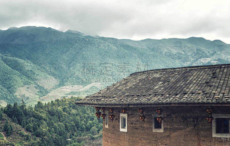 房屋,客家族,大特写,传统,水平画幅,永定,蒂卢,福建省,户外,特写