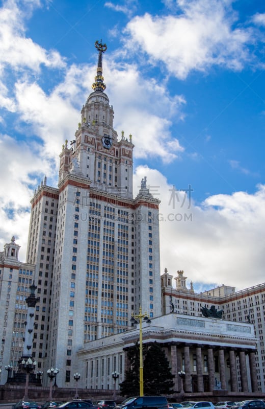 莫斯科,都市风景,俄罗斯,建筑业,莫斯科大学,垂直画幅,外立面,早晨,科学,夏天