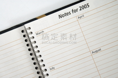 2005,笔记本,水平画幅,历日,忙碌,日历,时间,数据,特写,日记