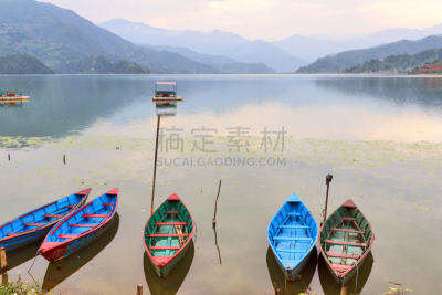 博卡拉,尼泊尔,费瓦湖,沙林扣山,安娜普娜山脉群峰,水,天空,美,水平画幅,山