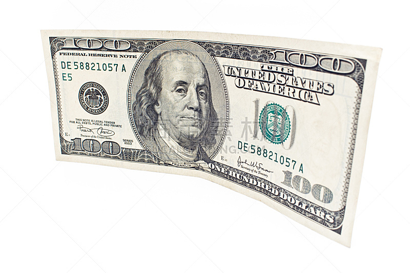 帐单,本杰明富兰克林,美国,水平画幅,100号,无人,金融,银行业,背景分离,美国百元钞票