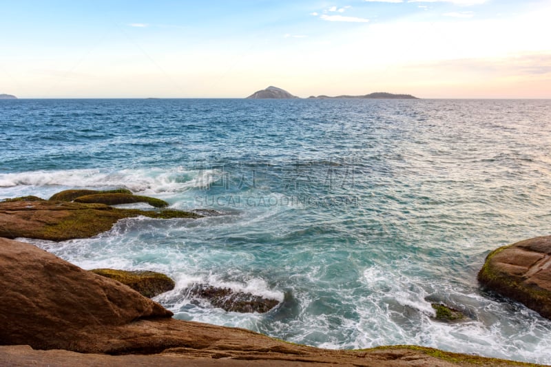 岩石,海洋,阿波阿杜尔海滩,伊帕尼马海滩,水,天空,水平画幅,无人,夏天,户外