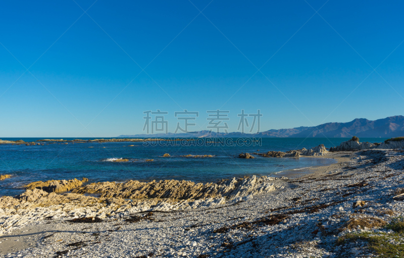 石头,海滩,水,天空,水平画幅,高视角,无人,户外,新西兰坎特伯雷地区,山