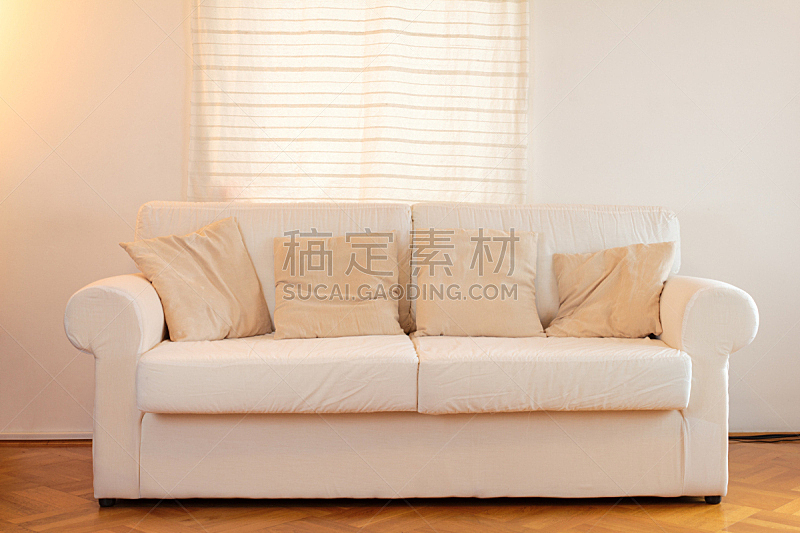 沙发,室内,白色,水平画幅,无人,枕头,居家装饰,摄影