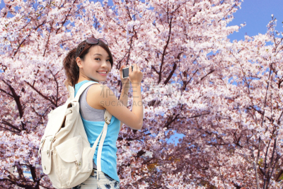 女人,幸福,日式书包,大阪府,天空,青少年,旅行者,自由,日本人,青年人