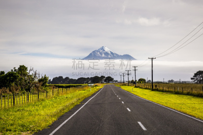 塔拉纳基山,新普利茅斯,塔拉纳基大区,电力电缆,新西兰,新西兰北岛,奥克兰区,路,火山地形,电缆
