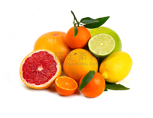 柑橘属,白色背景,分离着色,水果,桔子,清新,水平画幅,无人,果汁,组物体