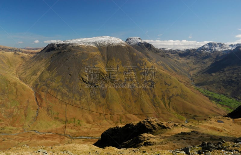 英格兰湖区,教堂,mosedale beck,大盖博山,水平画幅,山,雪,无人,英格兰,户外