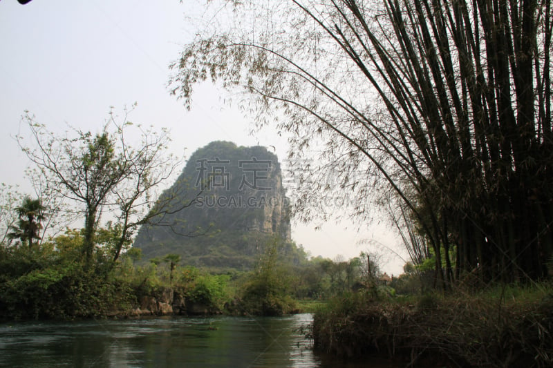 风景,自然,漓江,阳朔,非凡的,水,天空,水平画幅,山,无人