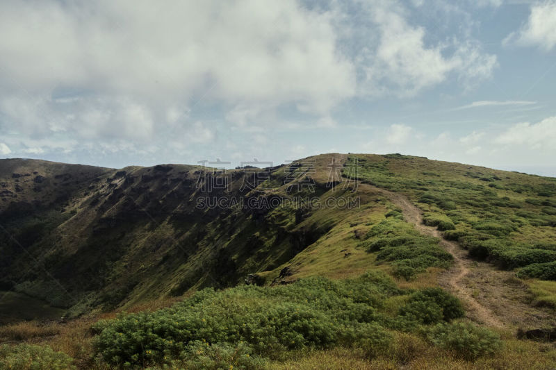 南美,智利,复活节岛 ,火山喷口,卡乌,天空,死火山,海岬,草,海滩