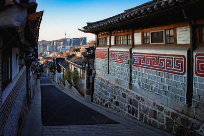 北村韩屋村,传统,复古风格,巷,著名景点,韩国,朝鲜半岛,背景,夏天,户外