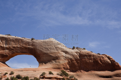 旅行者,犹他,威尔逊拱,天空,洞,水平画幅,超现实主义的,岩层,偏远的,户外