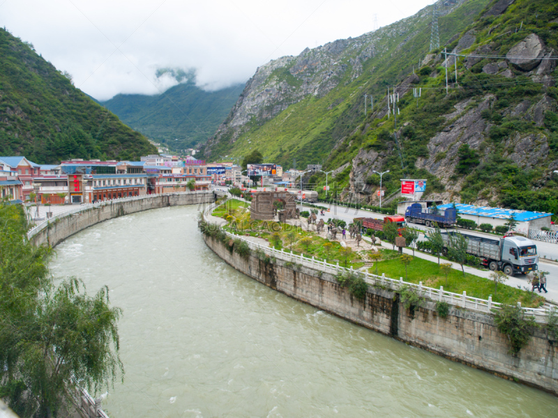 康定,山,四川省,灵性,水平画幅,无人,户外,佛,美国小镇,乡村