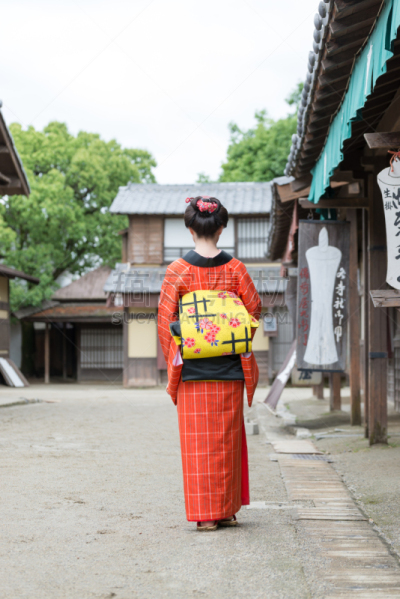 和服,日本人,女人,背面视角,自然美,舞妓,江户时代,艺妓,便装和服,演出服
