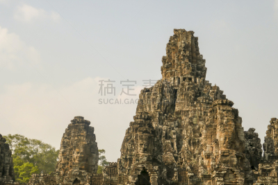 柬埔寨,暹粒,巴扬寺,塔,汤姆,吴哥,户外,石材,远古的,图像