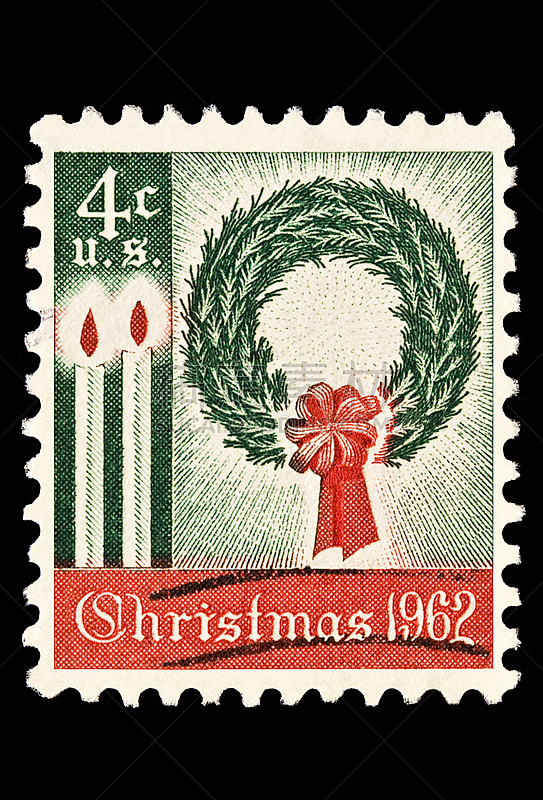 蜡烛,花环,法定假日,红色,圣诞装饰物,垂直画幅,邮戳,图像,复古风格