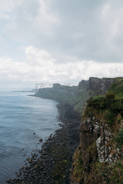 斯凯岛,海洋,拉赛海峡,岩石海岸线,垂直画幅,水,暴风雨,无人,苏格兰,户外