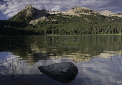 迷失湖,贝山,东,水,天空,洛矶山脉,水平画幅,无人,早晨,夏天