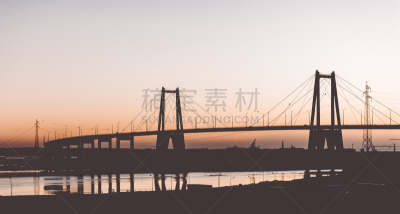 桥,吊桥,混凝土,水,天空,美,水平画幅,夜晚,无人,市区路