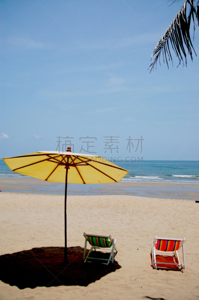 椅子,海滩,两只动物,巴蜀,垂直画幅,旅游目的地,沙子,无人,椰子树,夏天