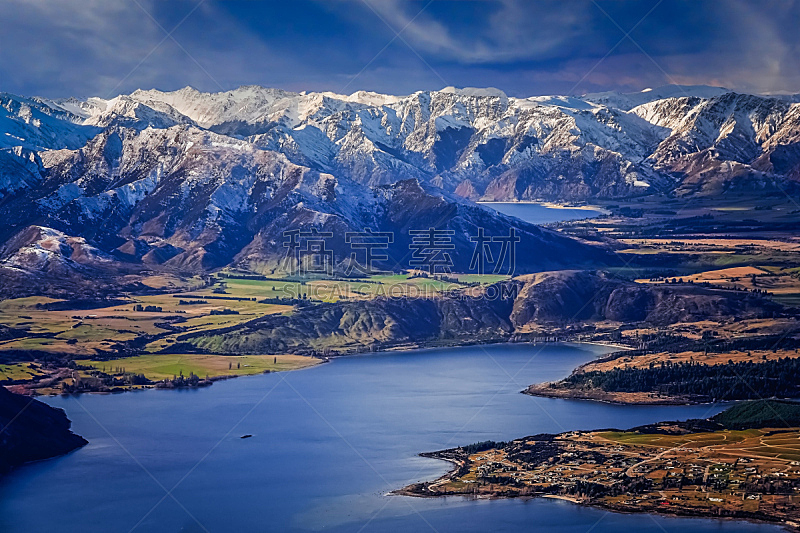 看风景,罗伊山,瓦纳卡,新西兰,奥塔哥地区,水,美,水平画幅,山,雪