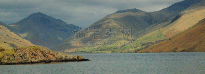 瓦斯特湖,偏远的,碎石坡路,wastwater湖,英格兰湖区,坎布里亚,水,湖岸,水平画幅,山
