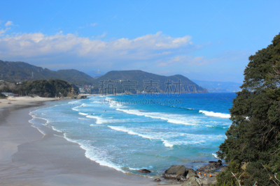 白滨海滨,下田,伊豆半岛,海滩,水平画幅,无人,日本,户外,太平洋,海洋