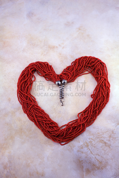 项链,红色,珊瑚,心型,垂直画幅,古董,银色,古典式,动物身体部位,珠宝