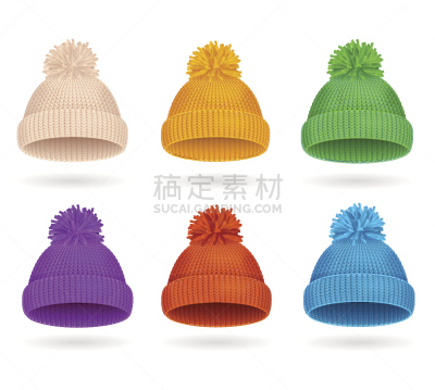 彩色图片,冬天,机织织物,矢量,帽子,舞台,个人随身用品,水平画幅,绘画插图