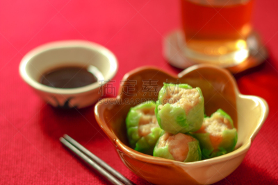 点心,饺子,烧卖,馄饨,中式小笼包,水平画幅,烘焙糕点,塞满了的,特写,前景聚焦