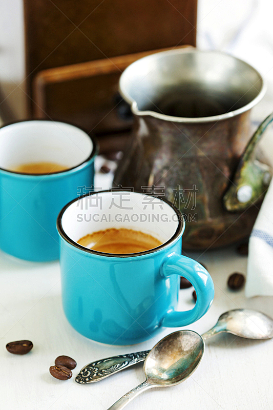 咖啡杯,咖啡壶,垂直画幅,烤咖啡豆,褐色,芳香的,无人,早晨,乡村风格,饮料