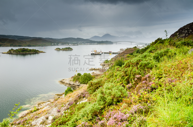 埃尔希湖,斯凯桥,水,天空,斯凯岛,水平画幅,山,无人,苏格兰,户外