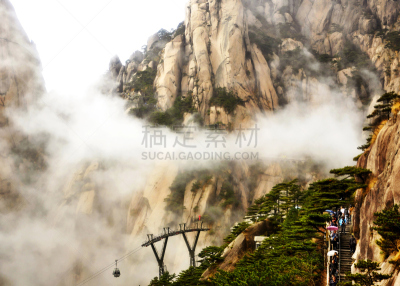 山,中国,圣伯纳犬,泰山,圆形峭壁,直的悬崖,悬崖,水平画幅,无人,户外
