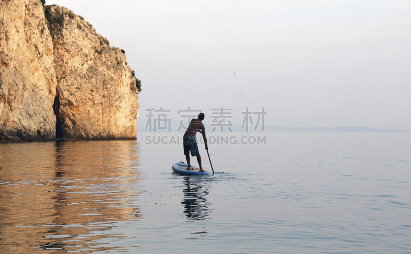 海洋,男人,喜剧演员,桨叶式冲浪板,冲浪板,桨,水,禅宗,灵性,水平画幅