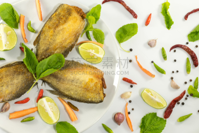 鱼类,罗非鱼,蛇皮纹,餐具,格子烤肉,水平画幅,椒类食物,膳食,海产,特写