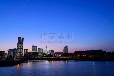 曙暮光,横滨,天空,美,旅游目的地,水平画幅,无人,日本,户外,都市风景