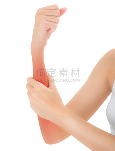 女人,手臂,痛苦,前臂,白色背景,手牵手,挑染,自然美,按摩