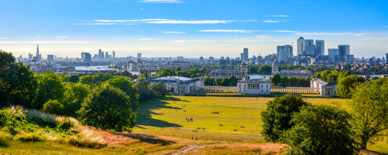 英格兰,都市风景,英国,全景,格林威治,伦敦,摄像机拍摄角度,办公室,天空,公园