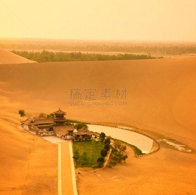 敦煌,新月形,中国,泉,戈壁滩,甘肃省,沙丘,丝绸,纪念碑,月亮