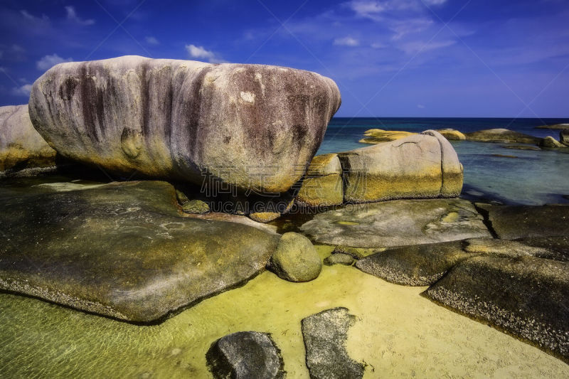 海滩,亚洲,自然,图像,海洋,美,无人,水,勿里洞岛,夏天