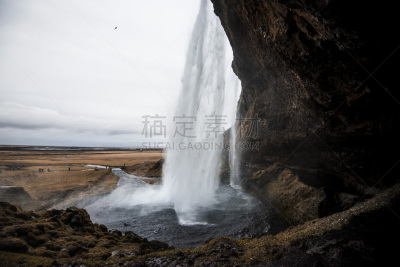 冰岛国,塞里雅兰瀑布,水,天空,夏天,彩色图片,著名景点,小溪,气氛,seljalandsfoss waterfall