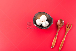 碗,扁圆形甜南瓜,红色背景,可爱的,传统,春节,中国灯笼,食品,简单,传统节日