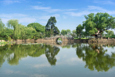 公园,水,天空,美,水平画幅,无人,传统,无锡,户外,静水