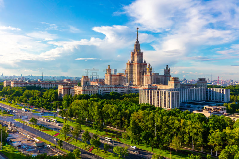 莫斯科,大学,州,mikhail lomonosov,莫斯科大学,塞文塞思特斯,七姐妹,斯大林式建筑,广角,天空